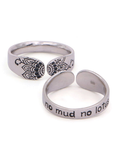 No Mud No Lotus Stainless Steel Mantra Ring