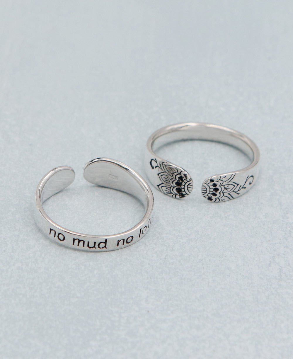 No Mud No Lotus Stainless Steel Mantra Ring