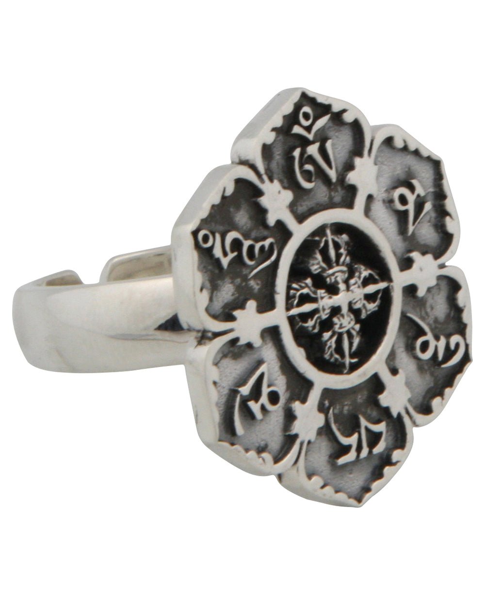 Om Mani Padme Hum Mantra Ring, Stainless Steel