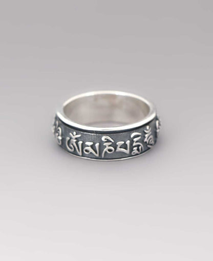 Om Mani Padme Hum Spinning Tibetan Mantra Meditation Ring For Men & Women