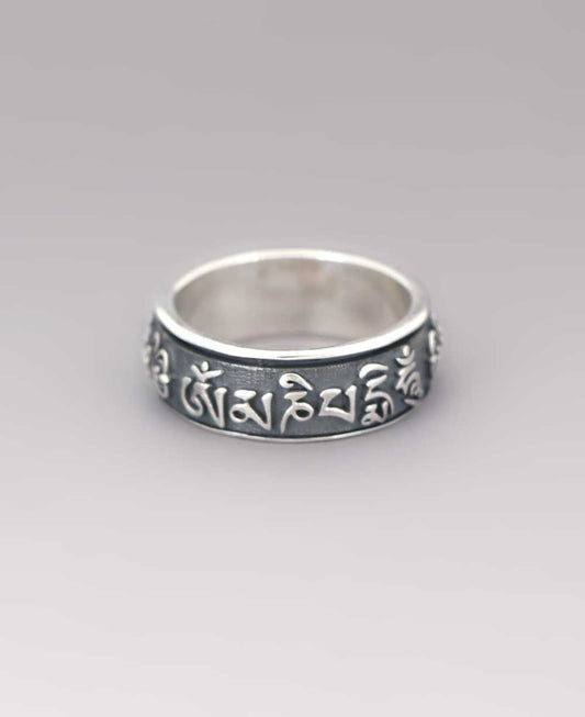 Om Mani Padme Hum Spinning Tibetan Mantra Meditation Ring For Men & Women