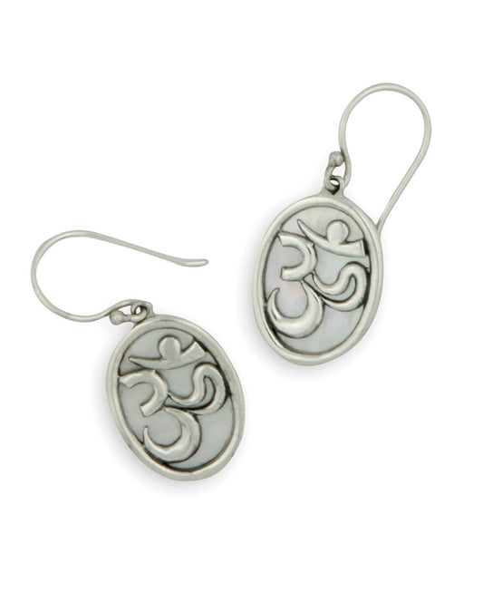 Om Stainless Steel Earrings With Mother Of Pearl