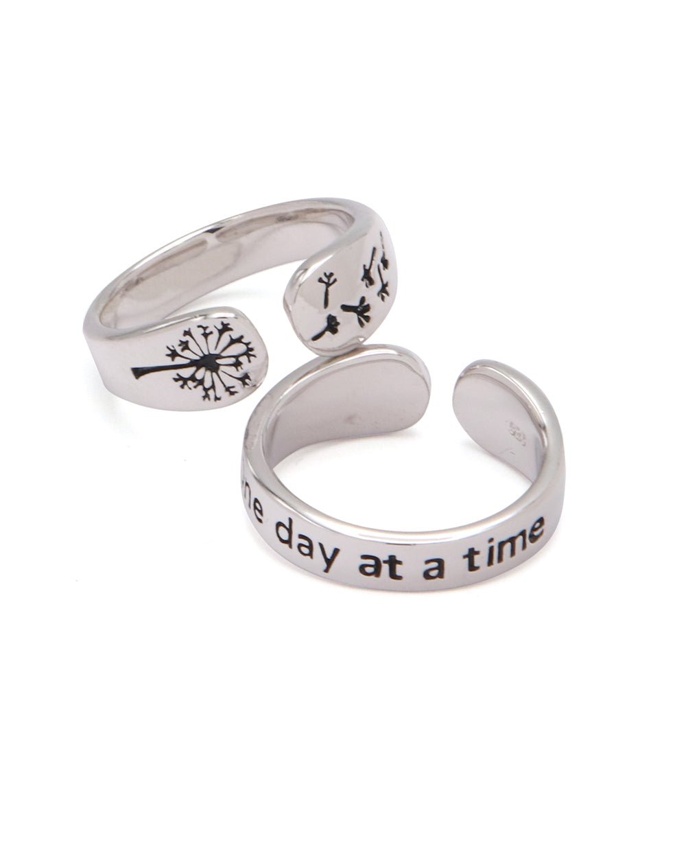 One Day At A Time Stainless Steel Adjustable Inspirational Ring