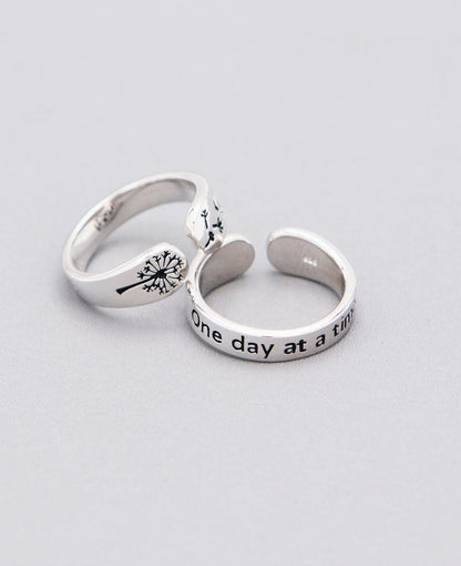 One Day At A Time Stainless Steel Adjustable Inspirational Ring