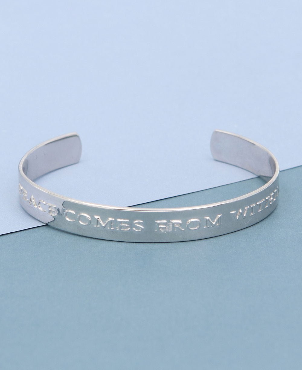 Peace Comes From Within Sterling Cuff Bracelet