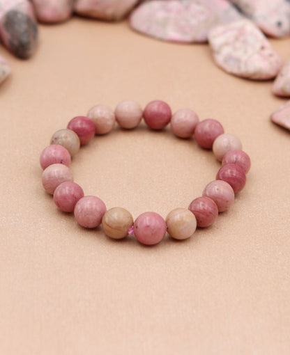 Rhodonite Gemstone Bead Bracelet