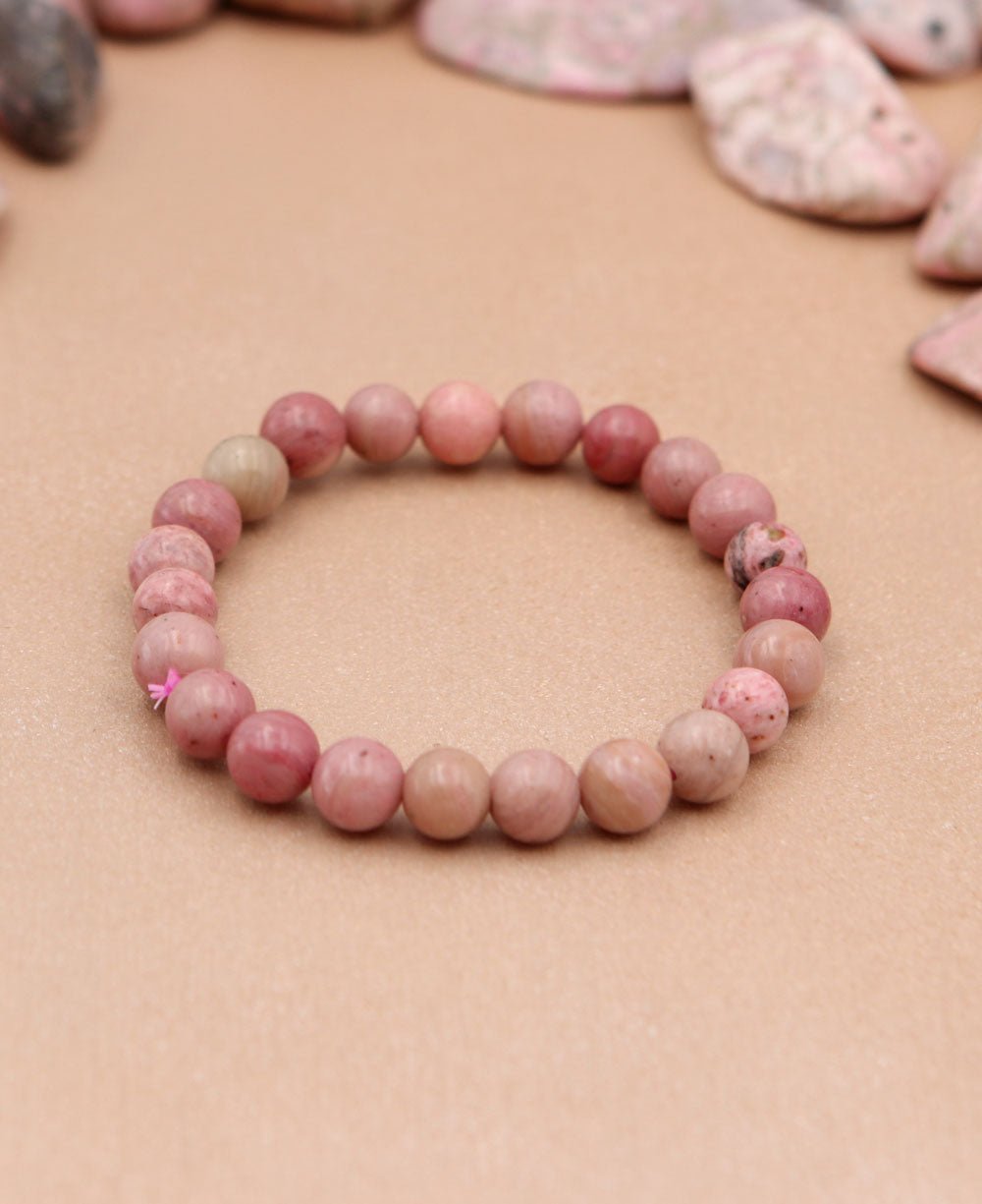 Rhodonite Gemstone Bead Bracelet