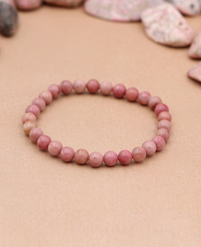 Rhodonite Gemstone Bead Bracelet