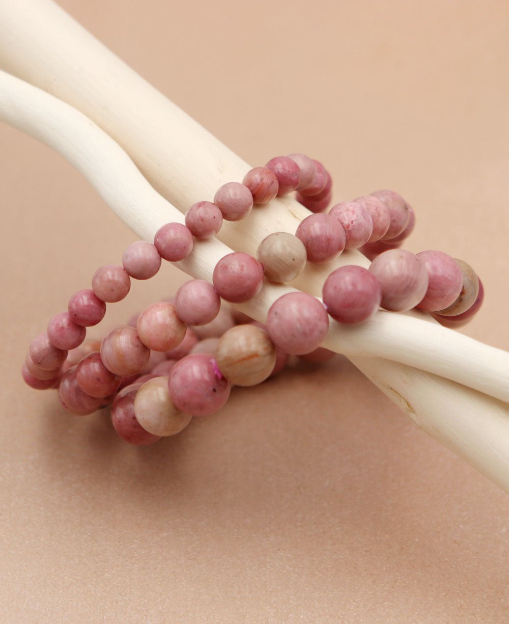 Rhodonite Gemstone Bead Bracelet