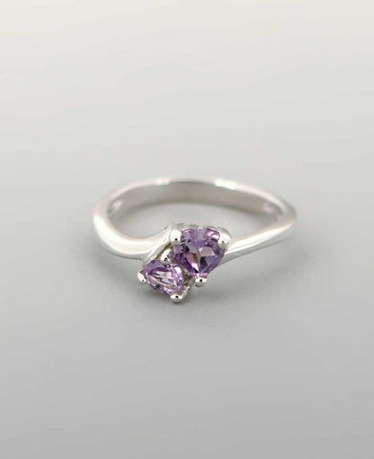 Serenity And Wisdom Duo-Amethyst Gemstone Sterling Ring