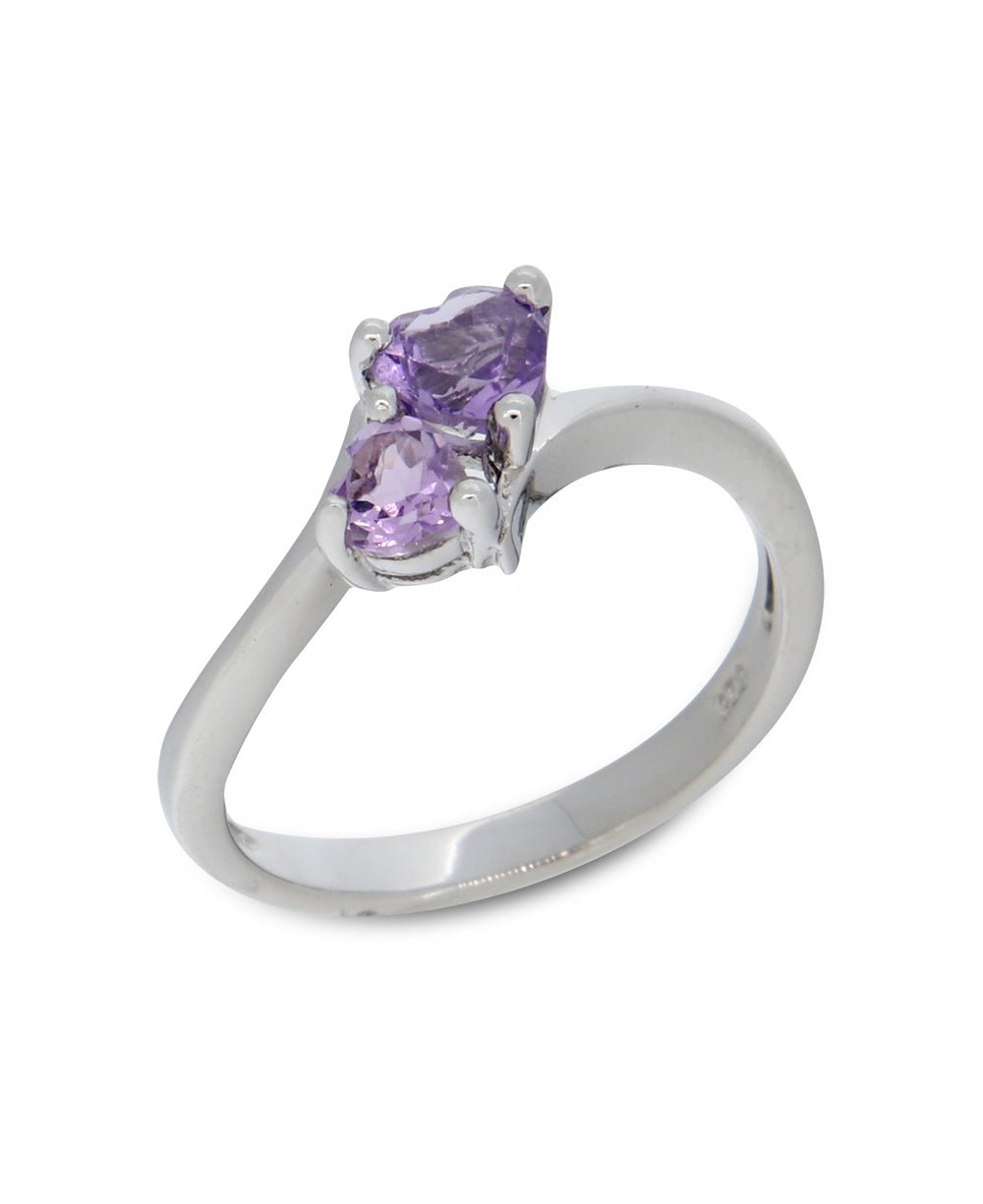 Serenity And Wisdom Duo-Amethyst Gemstone Sterling Ring