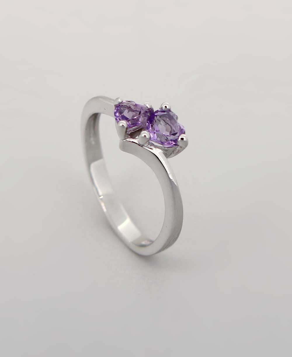 Serenity And Wisdom Duo-Amethyst Gemstone Sterling Ring