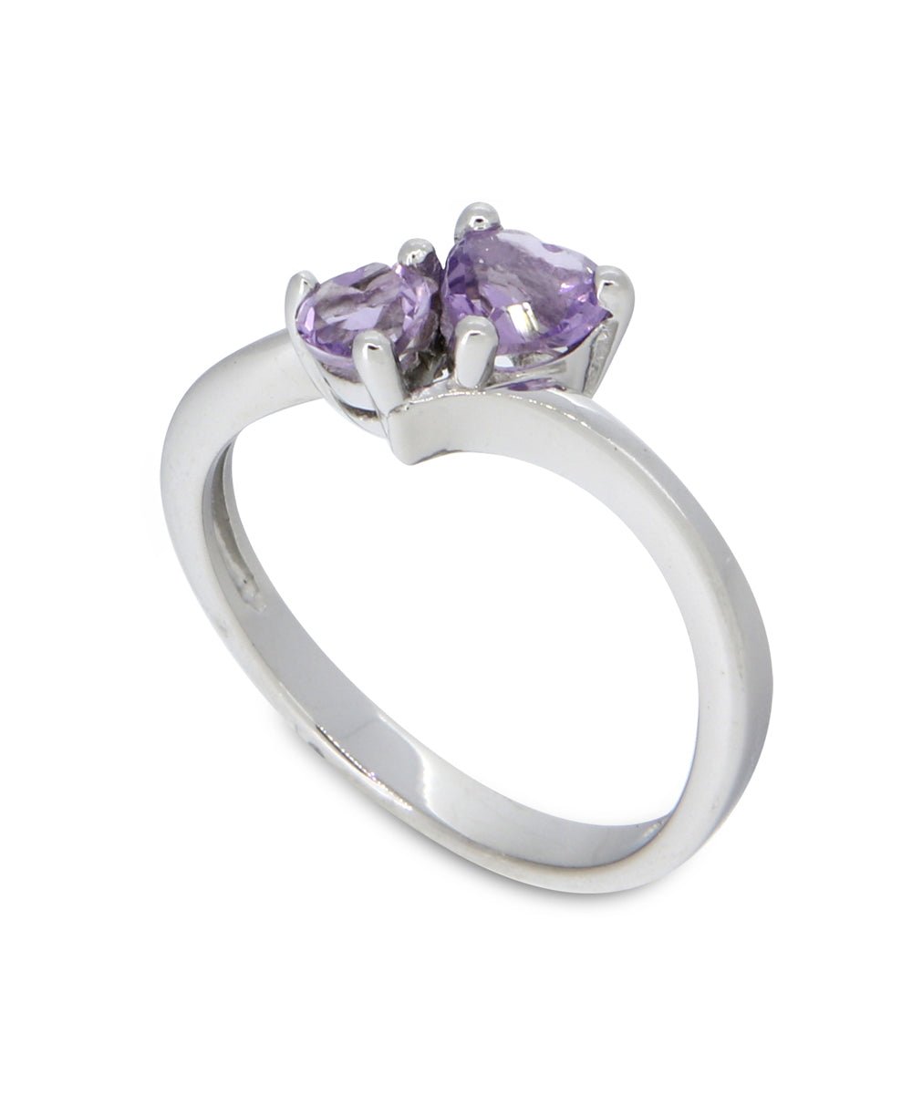 Serenity And Wisdom Duo-Amethyst Gemstone Sterling Ring