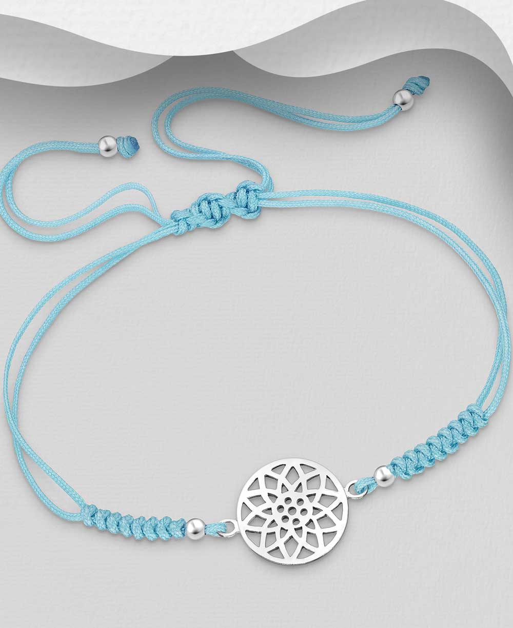 Serenity Lotus Mandala Silver Bracelet