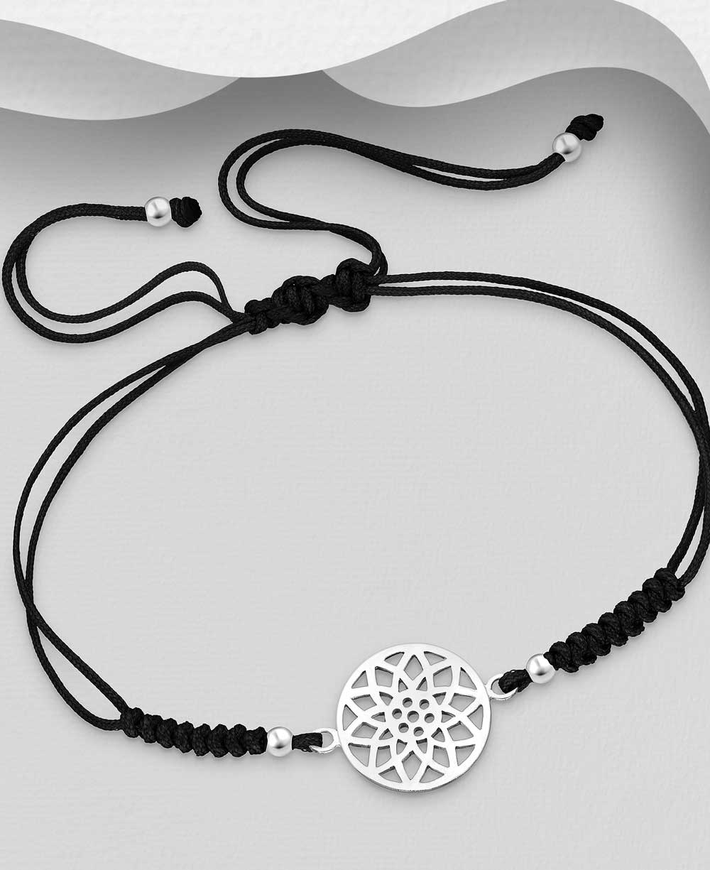 Serenity Lotus Mandala Silver Bracelet