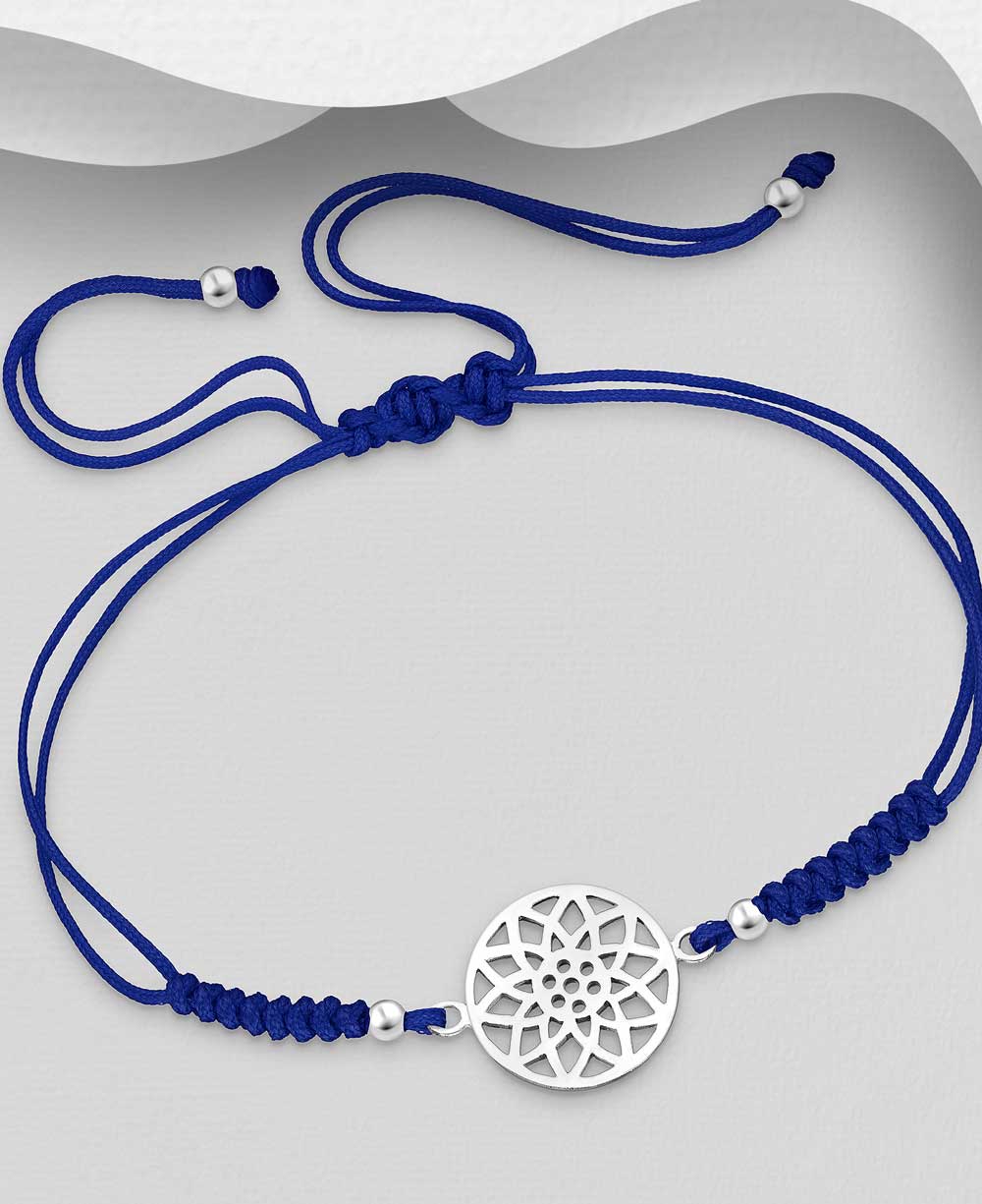 Serenity Lotus Mandala Silver Bracelet