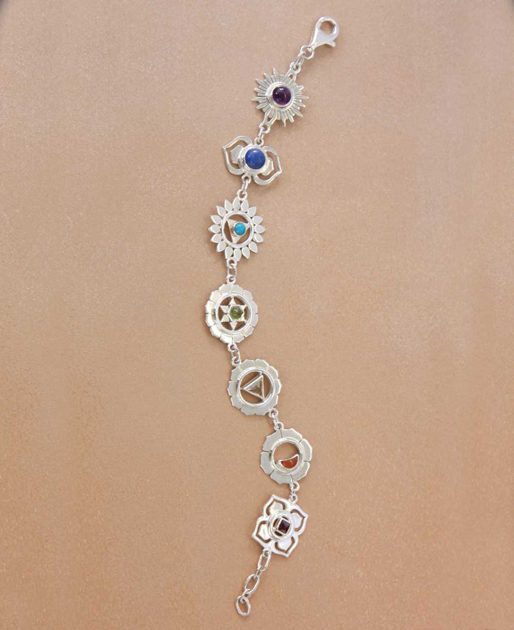 Seven Chakras Charm Bracelet - Stainless Steel