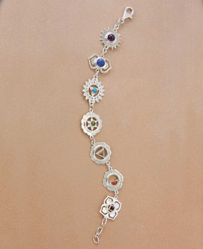 Seven Chakras Charm Bracelet - Stainless Steel