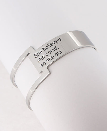 She Believed She Could So She Did, Geometric Cuff Bracelet