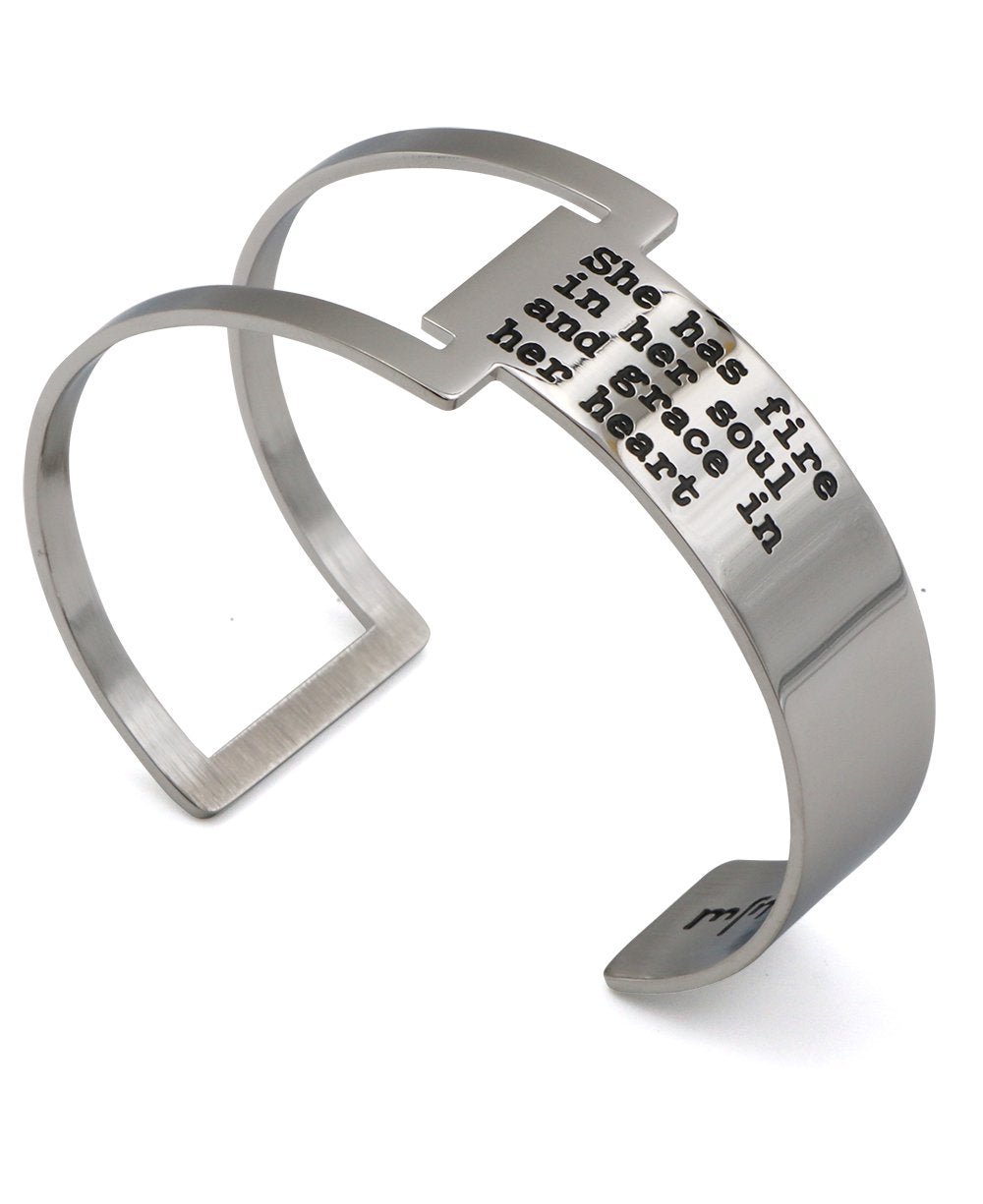 She Has Fire In Her Soul Geometric Cuff Bracelet, Stainless Steel