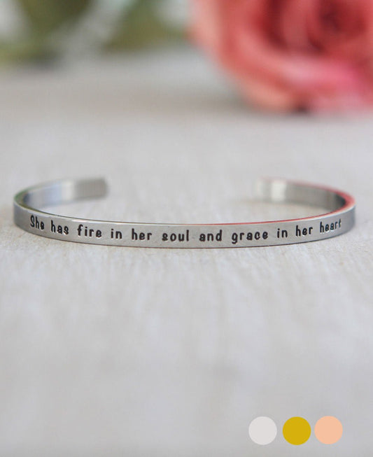 She Has Fire In Her Soul Inspirational Women\'s Cuff