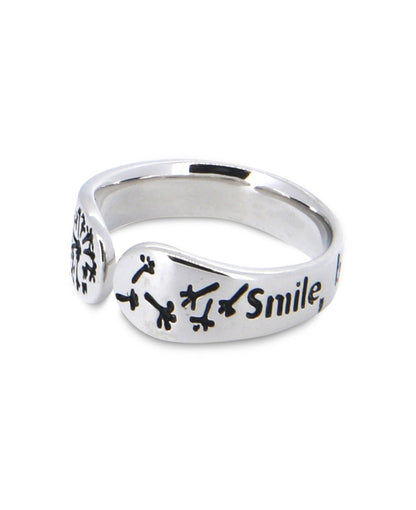 Smile, Breathe, And Go Slowly Sterling Adjustable Ring