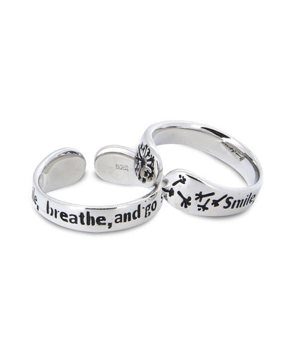 Smile, Breathe, And Go Slowly Sterling Adjustable Ring