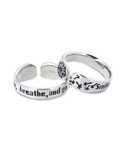 Smile, Breathe, And Go Slowly Sterling Adjustable Ring