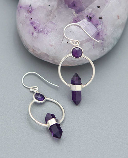 Soothing Amethyst Point Earrings