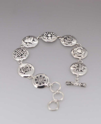 Stainless Steel Ashtamangala Bracelet: Eight Auspicious Tibetan Symbols