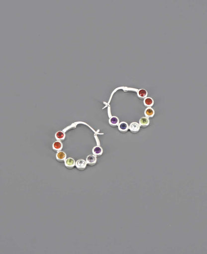 Stainless Steel Chakra Gemstone Small Hoop Earrings