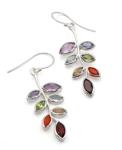 Stainless Steel Chakra Leaf Earrings