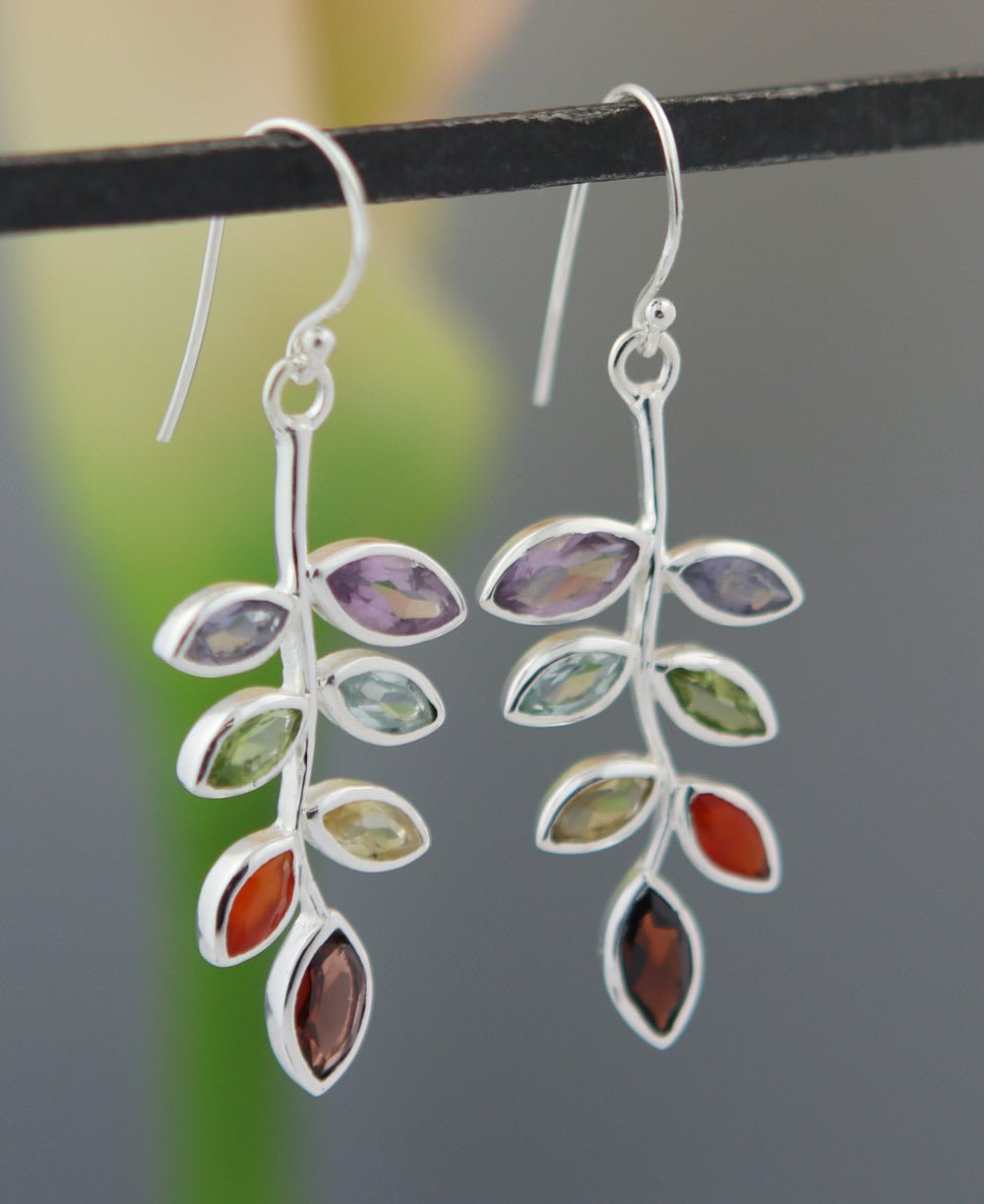 Stainless Steel Chakra Leaf Earrings