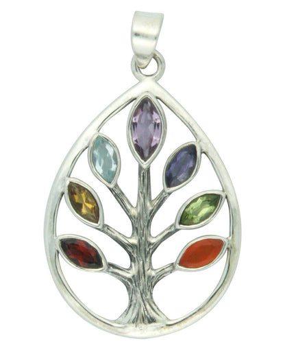 Stainless Steel Chakra Tree Of Life Pendant