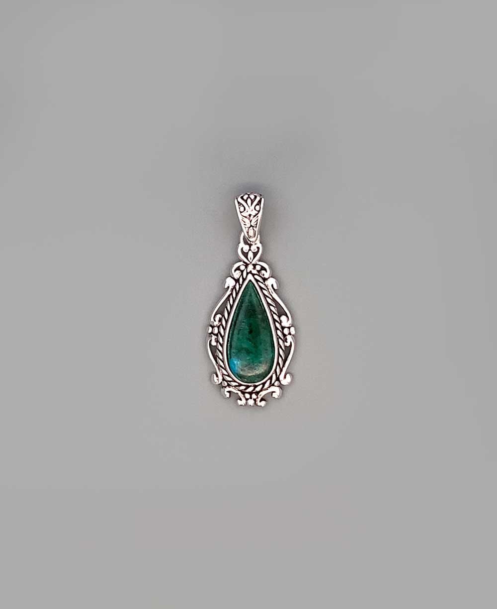 Stainless Steel Chrysocolla Pendant