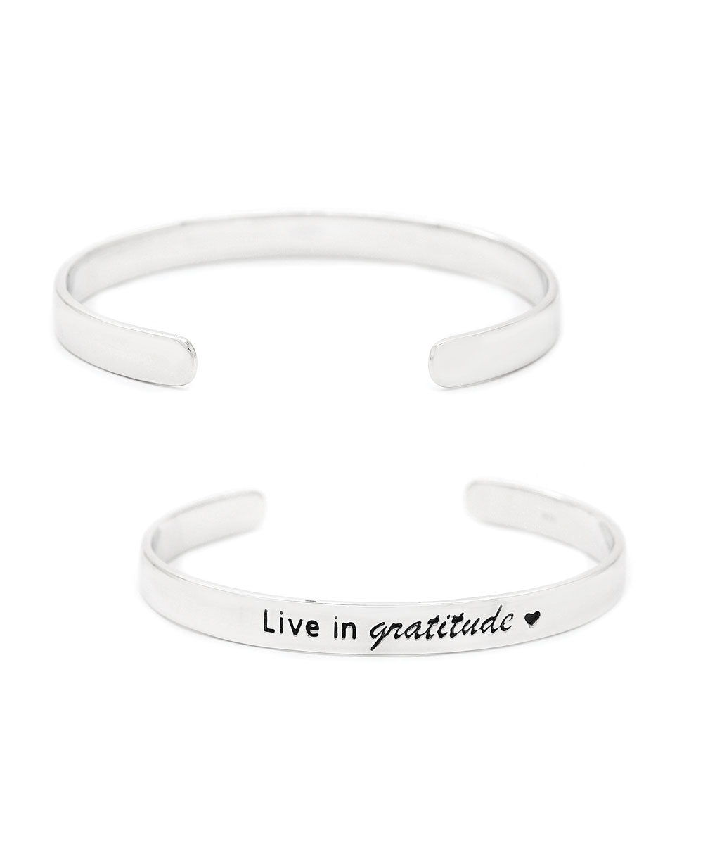 Stainless Steel Live In Gratitude Mantra Bracelet