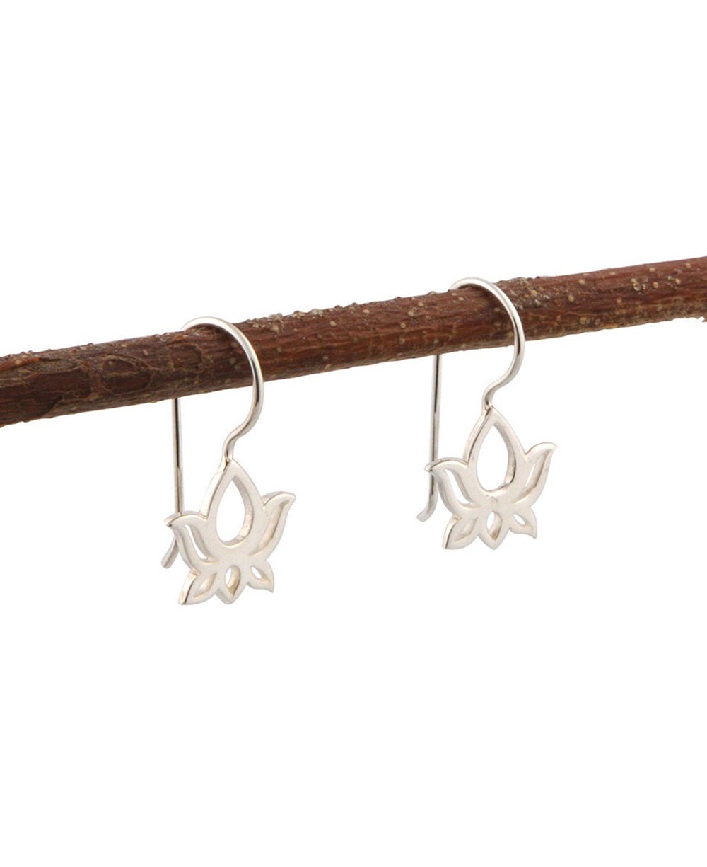 Stainless Steel Lotus Hook Earrings