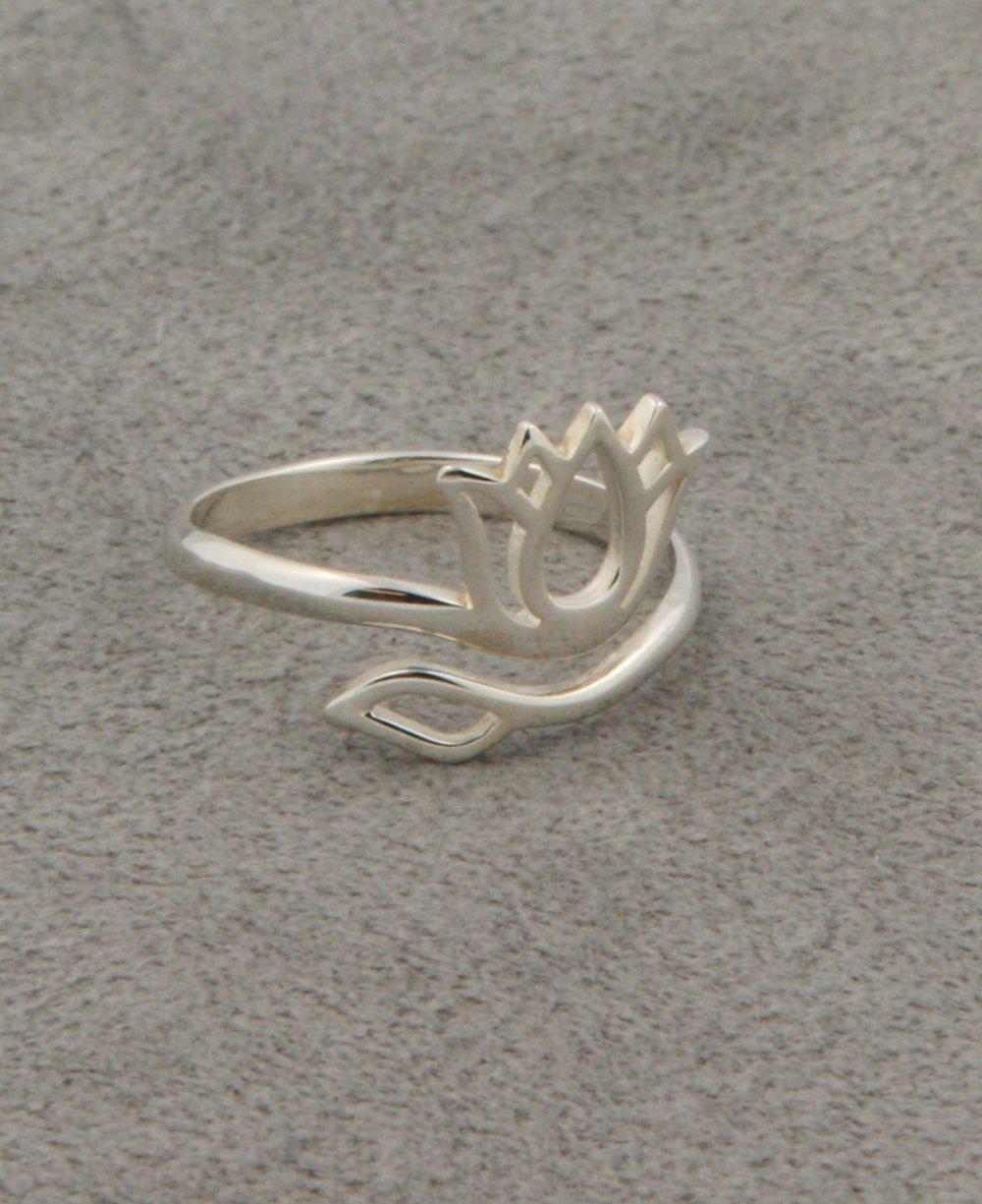 Stainless Steel Lotus Ring, Adjustable