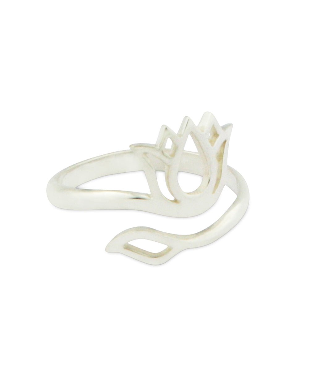 Stainless Steel Lotus Ring, Adjustable