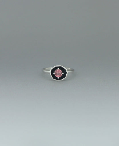 Stainless Steel Pink Tourmaline Ring