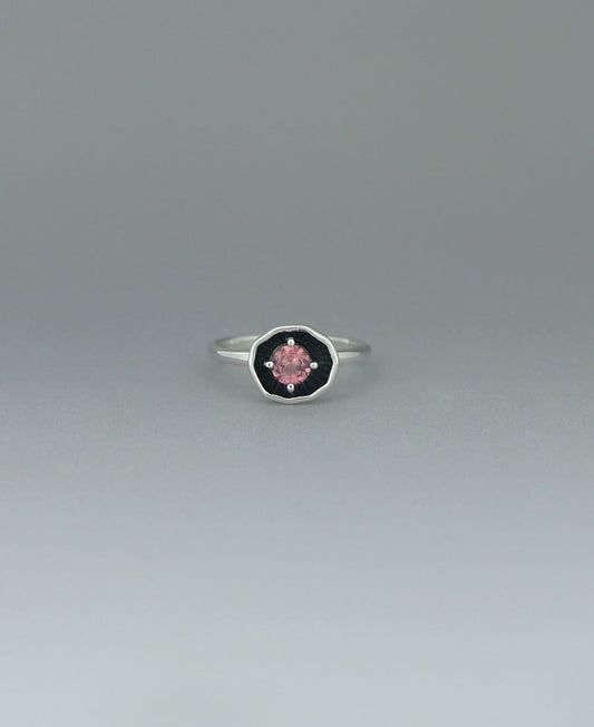 Stainless Steel Pink Tourmaline Ring