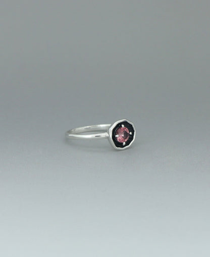 Stainless Steel Pink Tourmaline Ring