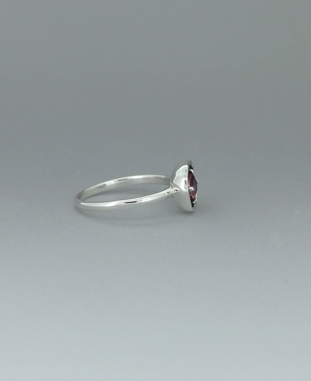 Stainless Steel Pink Tourmaline Ring