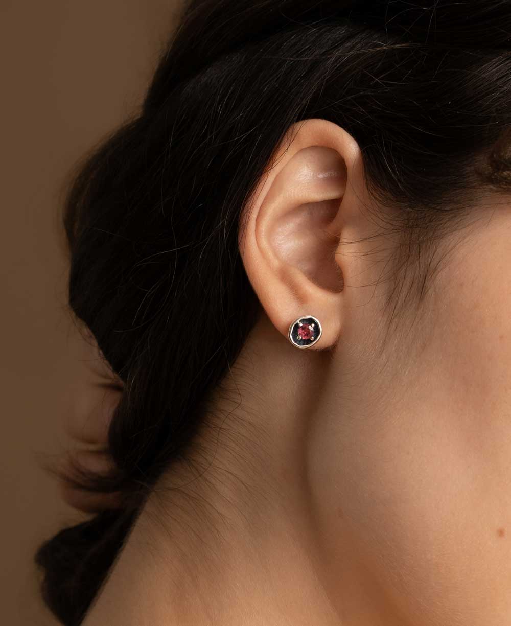 Stainless Steel Premium Pink Tourmaline Stud Earrings