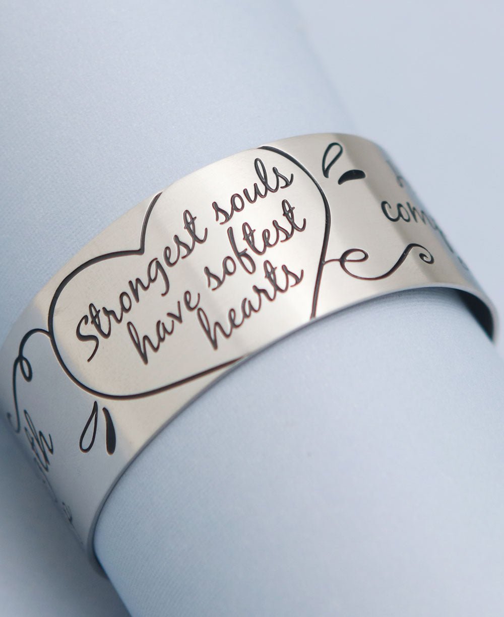 Strongest Souls Have Softest Hearts Inspirational Cuff Bracelet