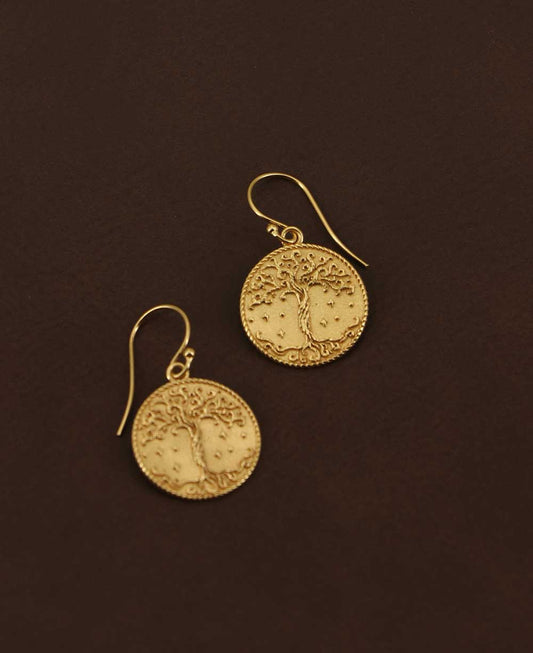 Tree Of Life Design Gold Plated Earrings