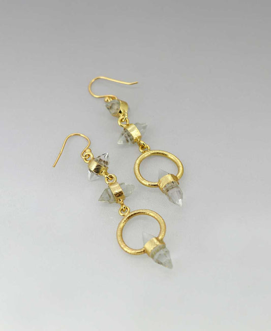 Triple Quartz Crystal Point Earrings