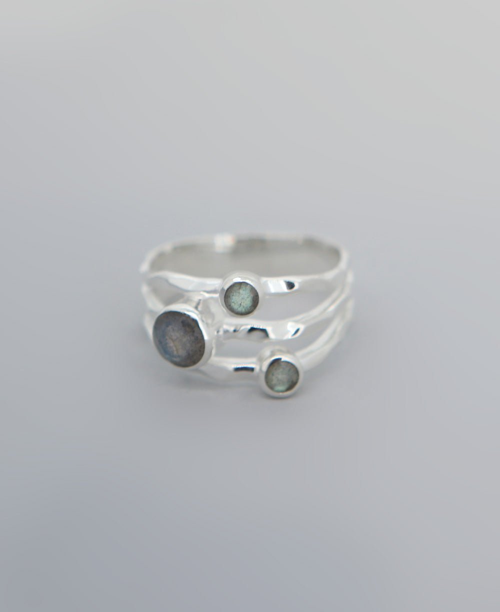 Triple Stone Labradorite Ring, Stainless Steel