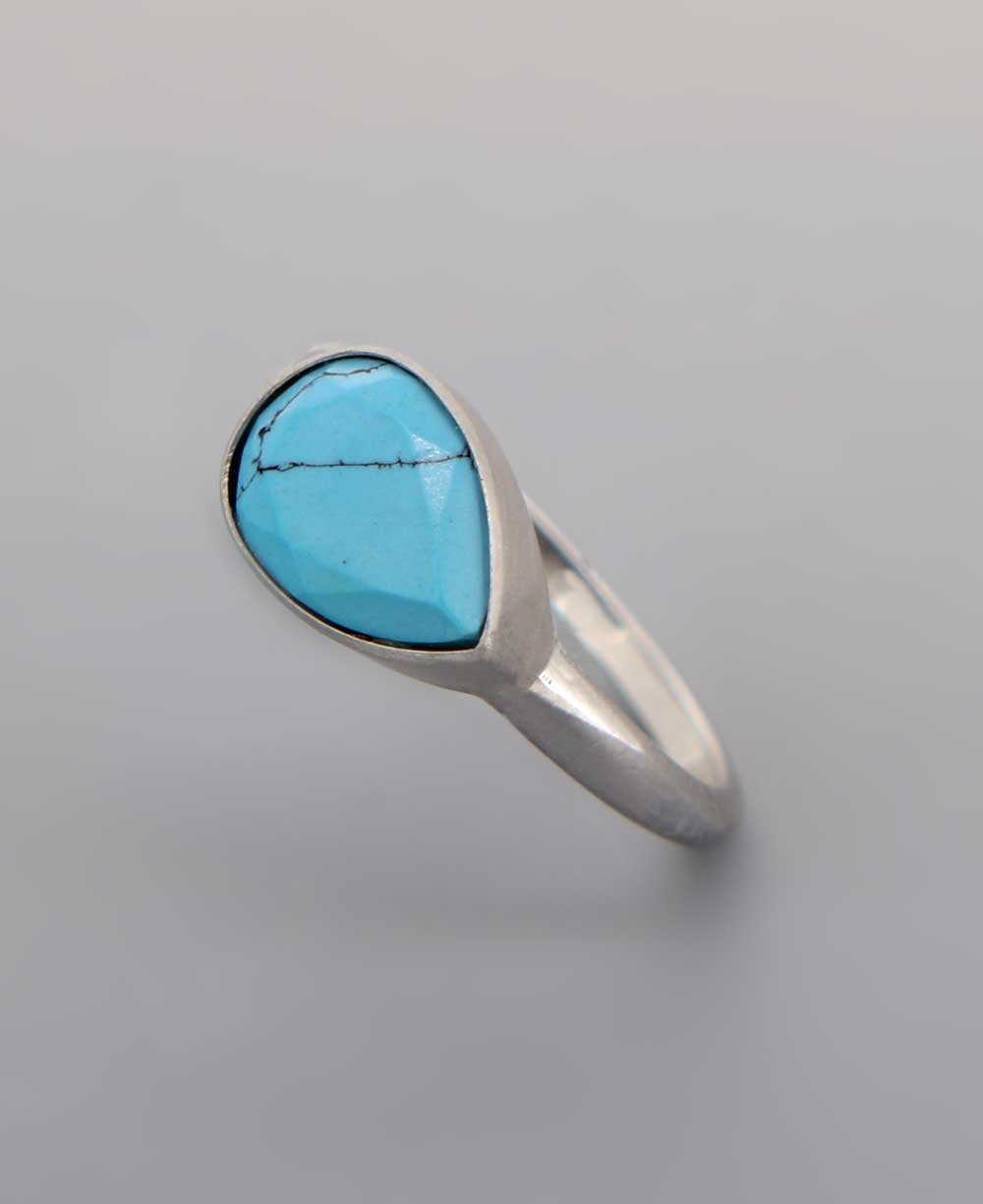 Turquoise Teardrop Shaped Gemstone Sterling Ring