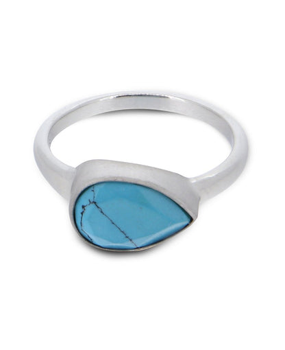 Turquoise Teardrop Shaped Gemstone Sterling Ring